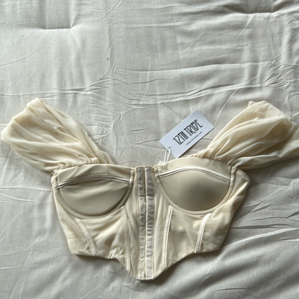 12th Tribe Cream Corset Crop Top